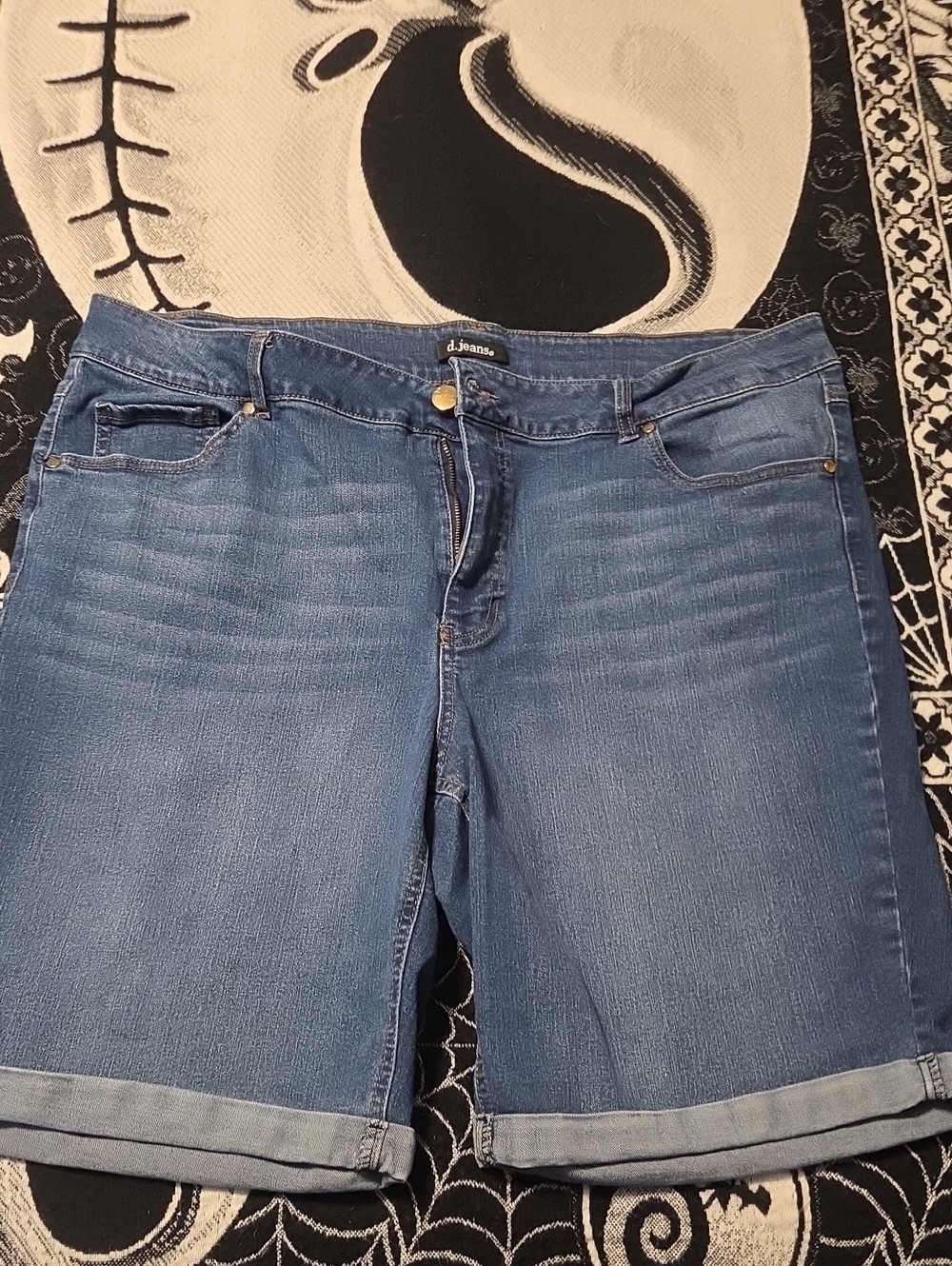 d. jeans Blue Denim Bermuda Shorts with Rolled Hem